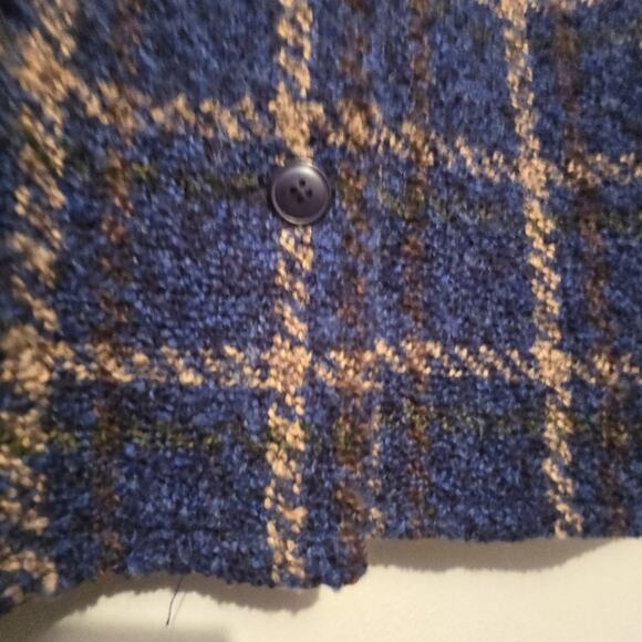 Weave Of The Irish Plaid Wool Jacket Women LG Blue Tweed Preppy Academia Classic - Picture 4 of 14